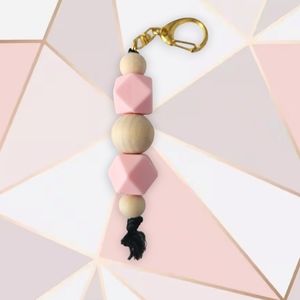 Silicone/wood bead Keychain